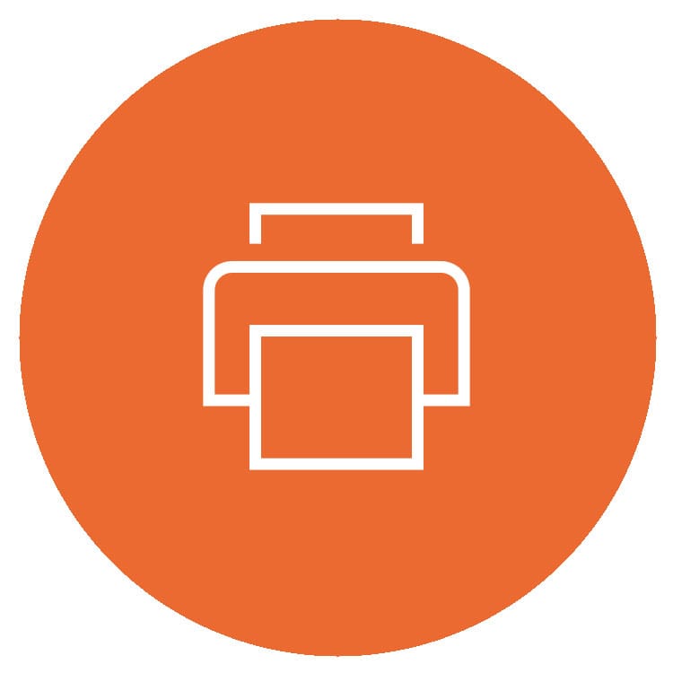 Oranges Icon für den Druckservice - Drucker