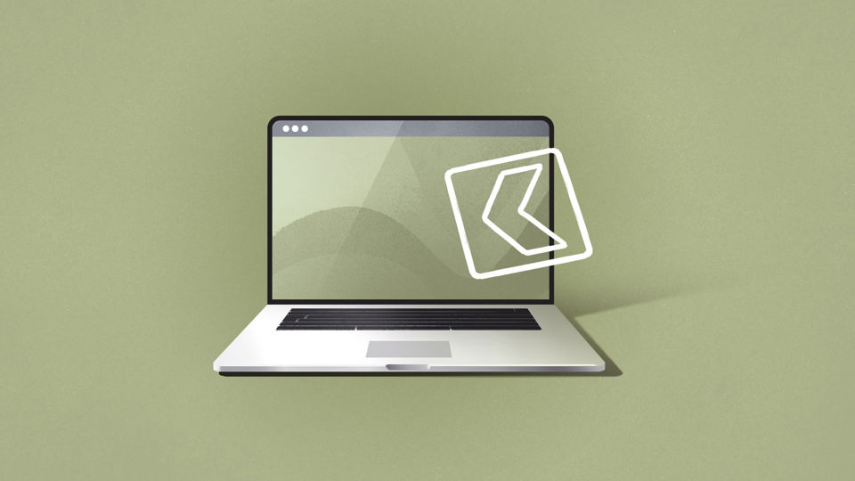 Illustration eines Laptops mit SGKB-Logo auf grünem Hintergrund