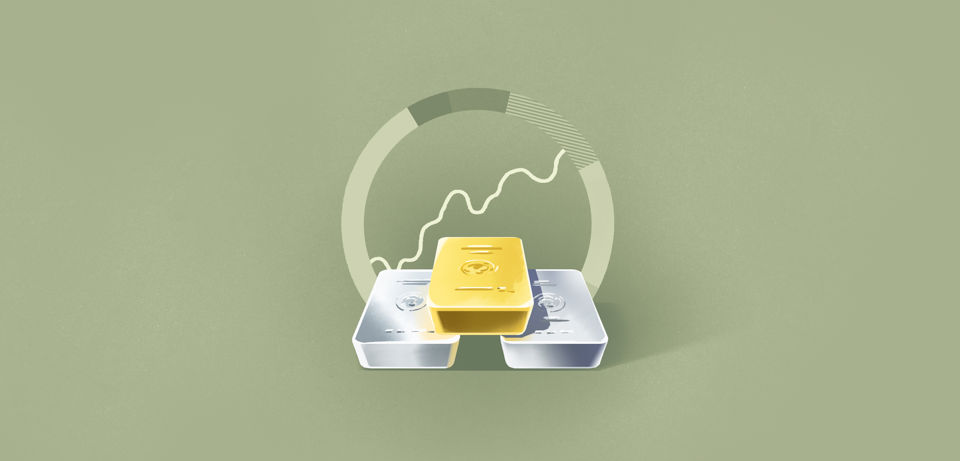 Illustrationen von Gold- und Silberbarren