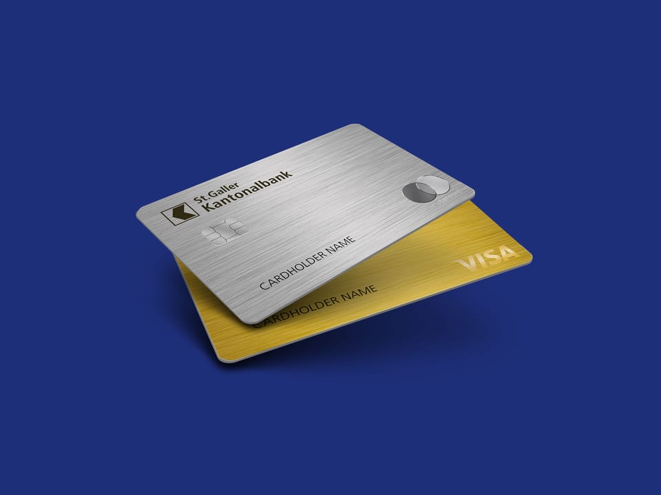 Visa Gold und Mastercard Silber Kreditkarten der St.Galler Kantonalbank 