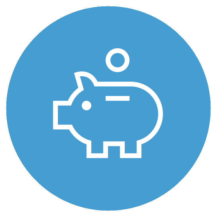 Blaues Icon Sparschwein - attraktiver Preis