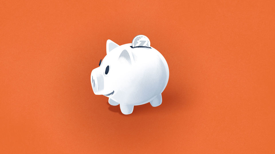 Illustration eines Sparschweins mit Münze