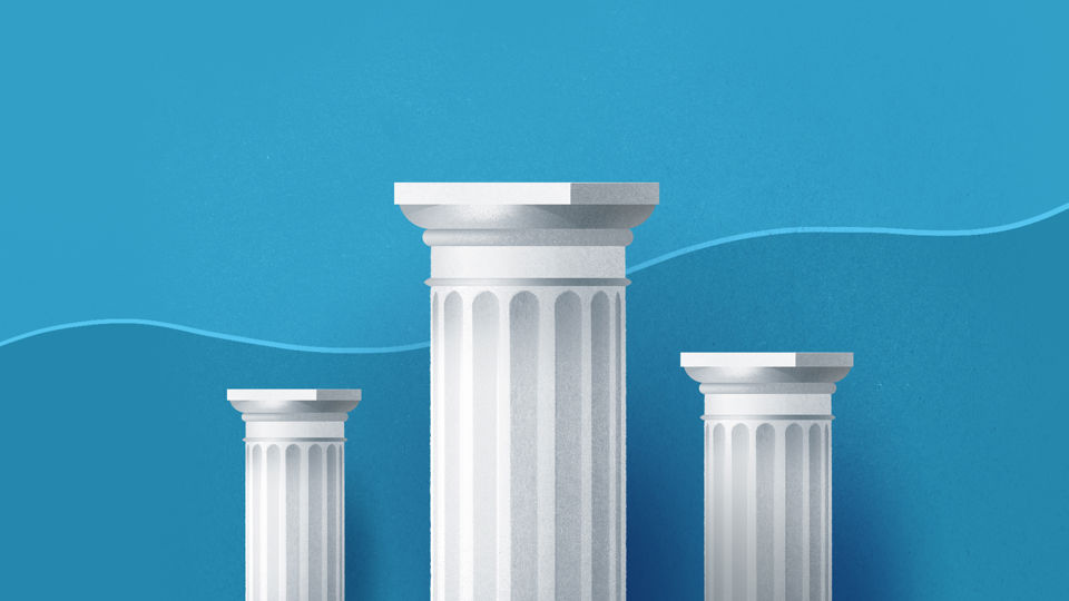 Illustration für Vorsorgefonds Einkommen - Drei klassische, dorische Säulen