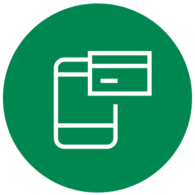 Grünes Icon - Bankkarte auf einem Smartphone