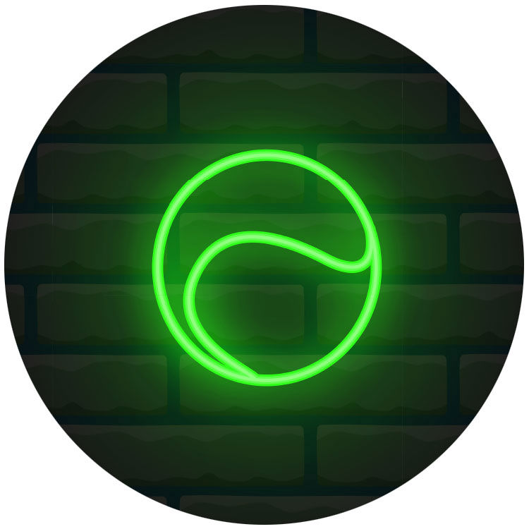 Grünes Neonschild eines Tennisballs - Sparmethode US Open in der Spar-App HäschCash