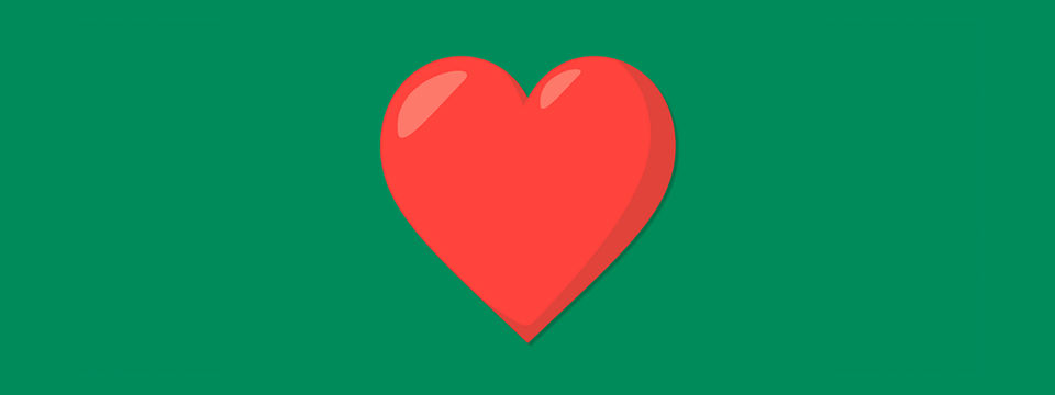Illustration rotes Herz auf grünem Hintergrund