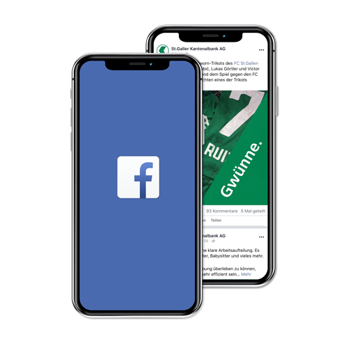 Der Facebook-Kanal der St.Galler Kantonalbank auf einem Smartphone
