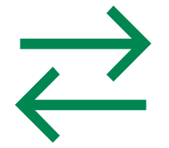 Weisses Icon für User Trading auf grünem Hintergrund