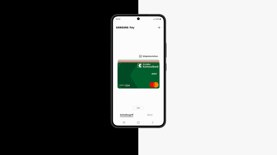 Debit Mastercard der SGKB auf einem Samsung Smartphone mit Samsung Pay

