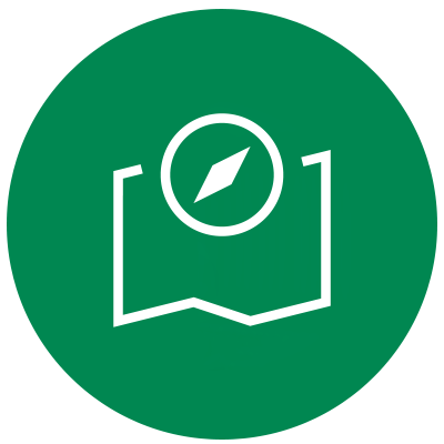 Icon mit einem Kompass auf einer Karte