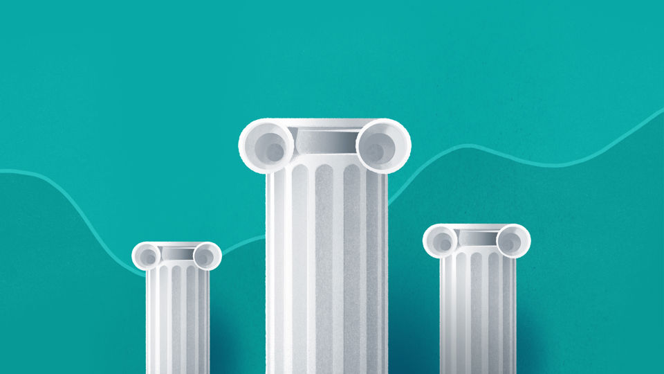 Illustration für Vorsorgefonds Ausgewogen - Drei klassische, ionische Säulen