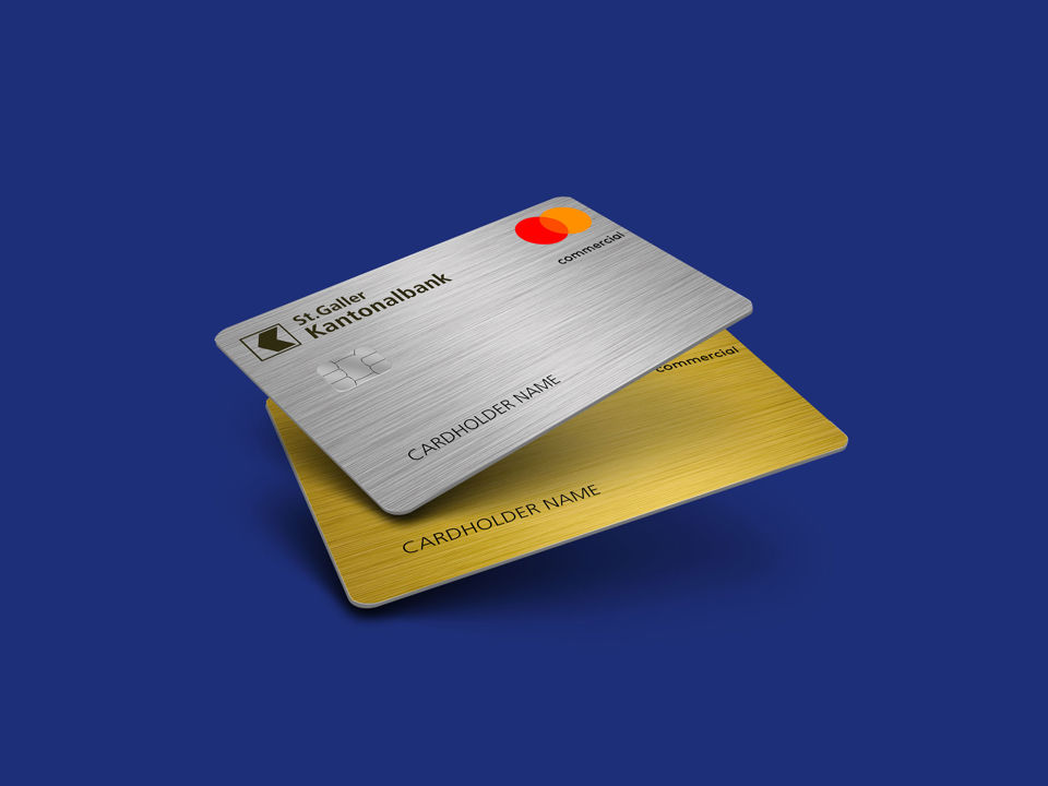 Mastercard Commercial Gold und Mastercard Commercial Silber der St.Galler Kantonalbank