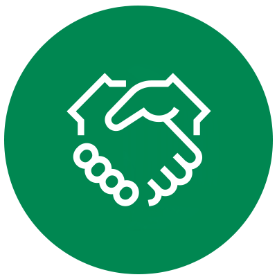 Grünes Icon zweier Hände mit Handschlag