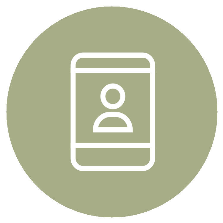 Icon - Smartphone mit Symbol für eine Person auf dem Display