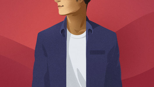 Illustration eines Mannes in T-Shirt und Freizeithemd
